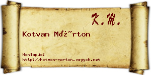 Kotvan Márton névjegykártya