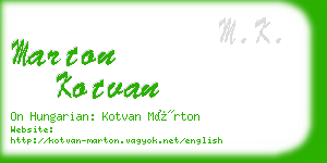 marton kotvan business card